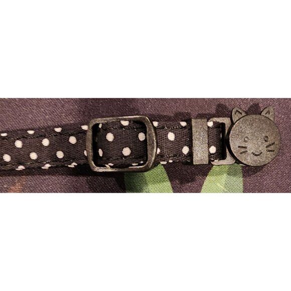NEW Adjustable Black Polka Dot Cat Collar With Bow Tie & Bell For Cats Or Kitten - Picture 5 of 7